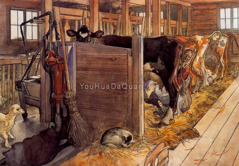 The Cowshed Carl Larsson - 卡尔·拉尔森